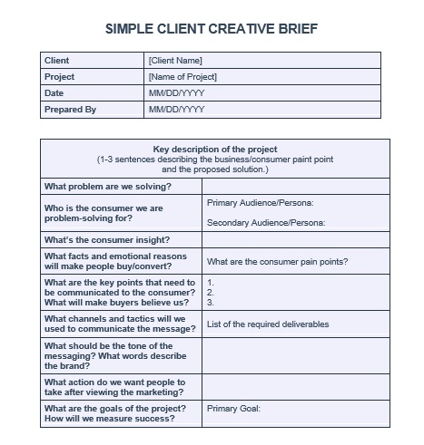 Alt-Text: Client creative brief template from HubSpot.
